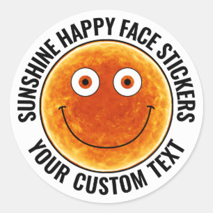 20 x Sunshine Happy Face Personalized Text Custom Classic Round Sticker