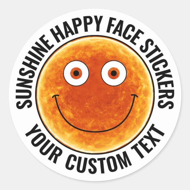 20 x Sunshine Happy Face Personalized Text Custom Classic Round Sticker (Front)
