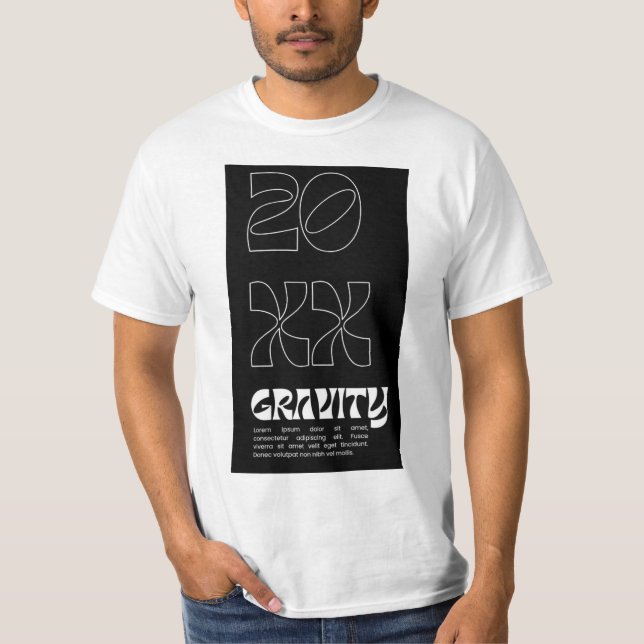 20 XX GRAVITY B&W  DISIGN ON T-Shirt (Front)