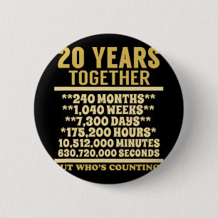 20 Year Anniversary T Shirt 20th Wedding Gift Coup 6 Cm Round Badge