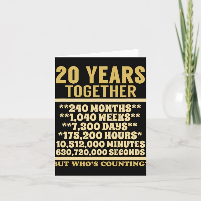 20 Year Anniversary T Shirt 20th Wedding Gift Coup Card (Front)