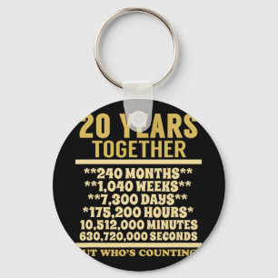 20 Year Anniversary T Shirt 20th Wedding Gift Coup Key Ring