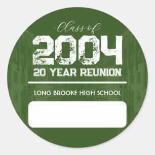 20 Year High School Reunion Blank Name Tag Sticker