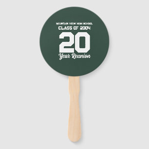 20 Year High School Reunion White Sporty Text Hand Fan