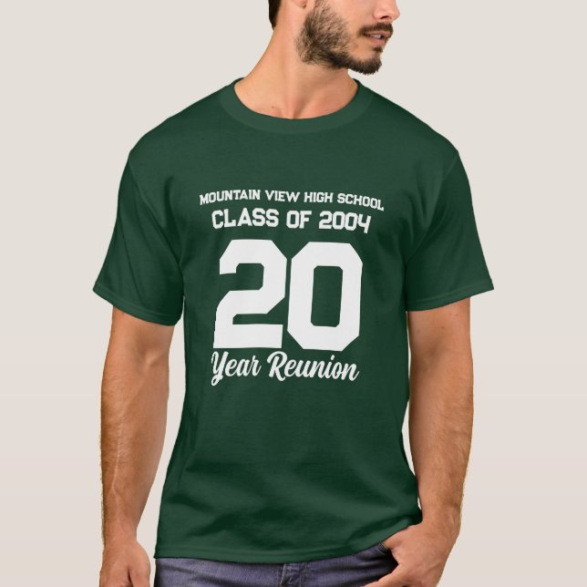 20 Year High School Reunion White Sporty Text T-Shirt (Front)