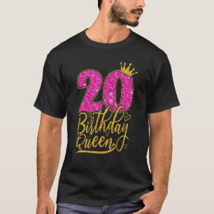 20 Year Old 20th Birthday Queen Diamond Crown Pin T-Shirt