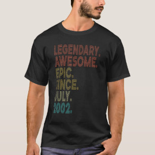 20 Year Old Awesome Since July 2002  20th Birthday T-Shirt