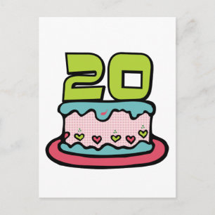 20 Year Old Birthday Cake Postcard