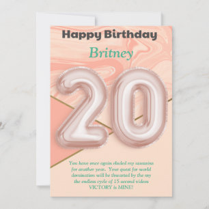 20 year old girls Happy Birthday card