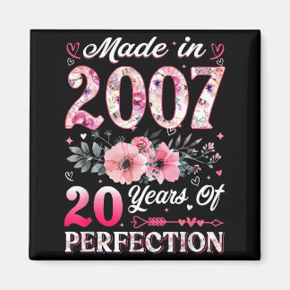 20 Year Old Made In 2007 Floral 20th Birthday Magnet