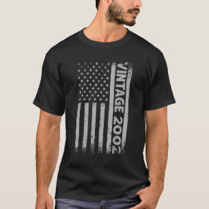20 Year Old  Vintage 2002 American Flag 20th Birth T-Shirt