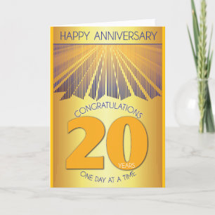 20 Year Sober Anniversary Golden Ray 12 Step Card