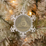 20 Year Sober Anniversary Medallion Snowflake Pewter Christmas Ornament<br><div class="desc">Twenty Years. Wow! Happy Anniversary Celebrant! Sober. Clean. Whatever it it, that's amazing!! One Day at a Time. Check out this excellent clear image of an authentic traditional bronze sober medallion coin turned into a milestone remembering gift. The Quotation on medallion is from Shakespeare's Hamlet ‘This above all: to thine...</div>
