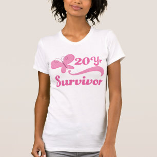 20 Year Survivor Breast Cancer Butterfly T-Shirt
