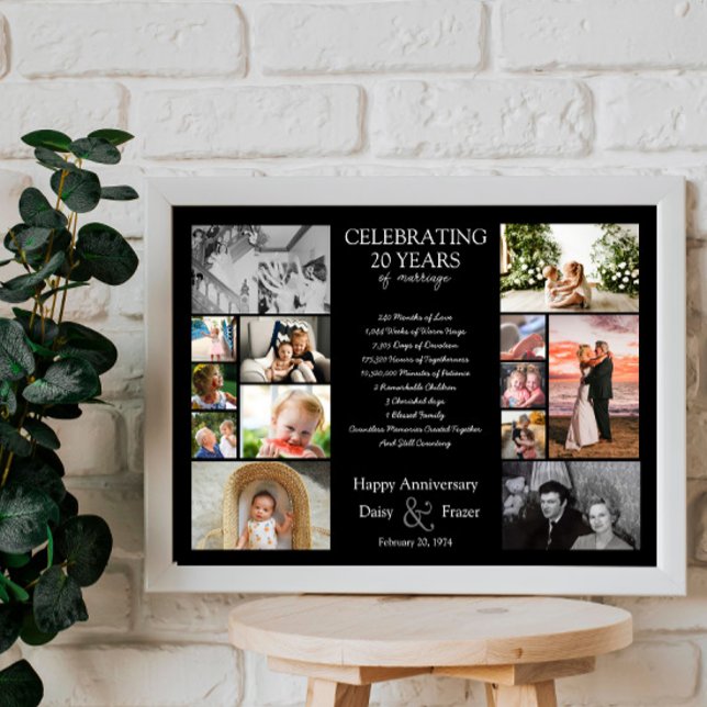 20 year wedding anniversary photo collage editable poster (Creator Uploaded)