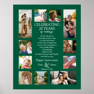 20 year wedding anniversary photo collage editable poster