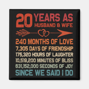 20 Years As Husband &amp; Wife 20th Anniversary Gi Magnet