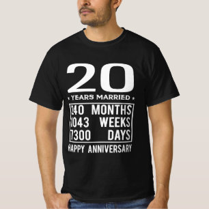 20 Years Married - Happy Wedding Anniversary T-Shirt