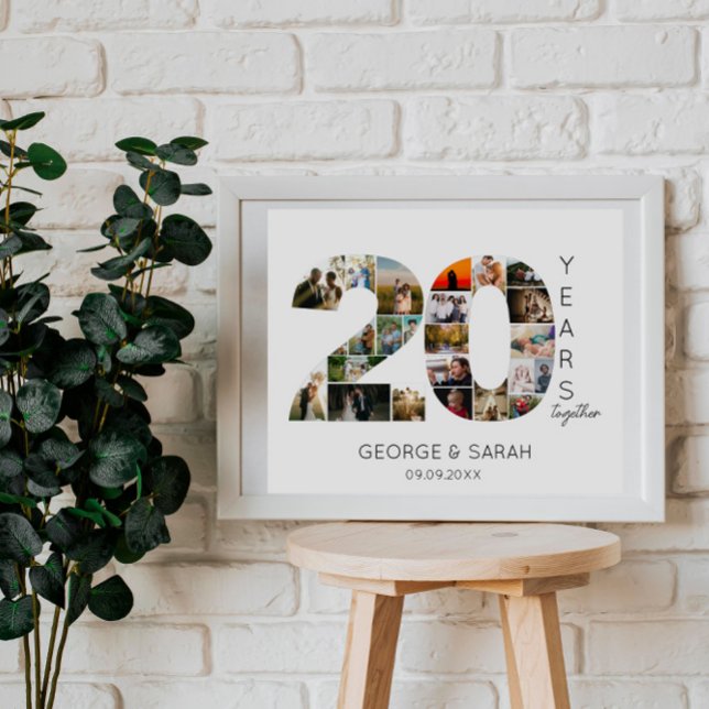 20 Years Married Photo Collage Wedding Anniversary Poster (Creator Uploaded)