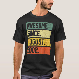 20 Years Old Awesome Since August 2002 20th Birth T-Shirt