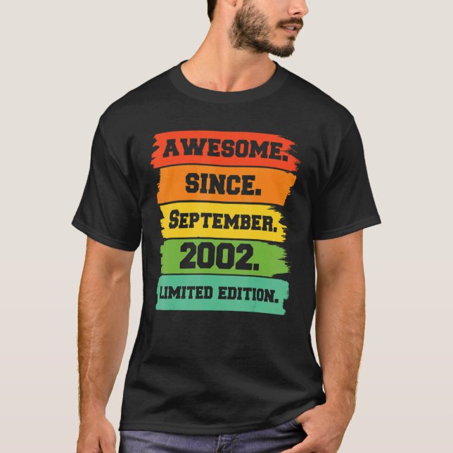 20 Years Old Awesome Since September 2002 20th Bir T-Shirt (Front)