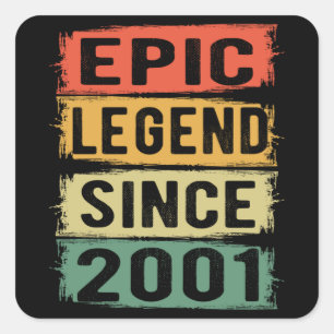 20 Years Old Bday 2001 Epic Legend 20th Birthday Square Sticker