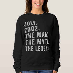 20 Years Old Birthday The Man Myth Legend July 20 Sweatshirt