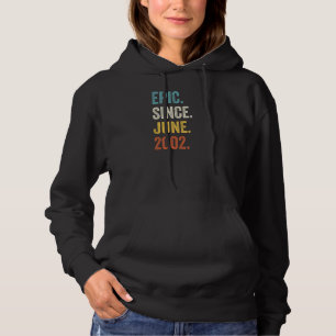 20 Years Old Epic Since June 2002 20th Birthday Hoodie
