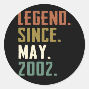 20 Years Old Legend Since May 2002 20th birthday Classic Round Sticker