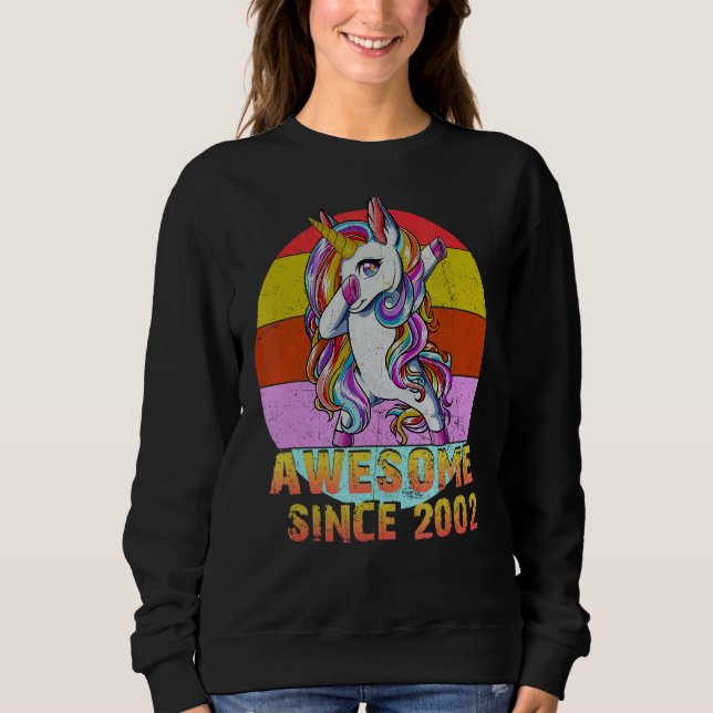20 Years Old Unicorn Dabbing Awesome Since 2002 Un Sweatshirt (Front)