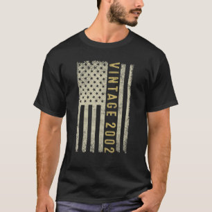 20 Years Old  Vintage 2002 American Flag 20th Birt T-Shirt