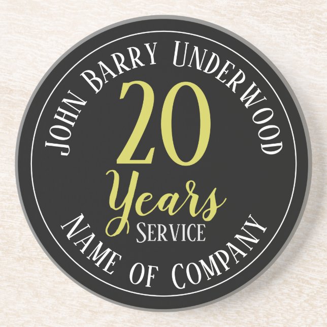 20 Years Service Staff Award Coaster (Front)