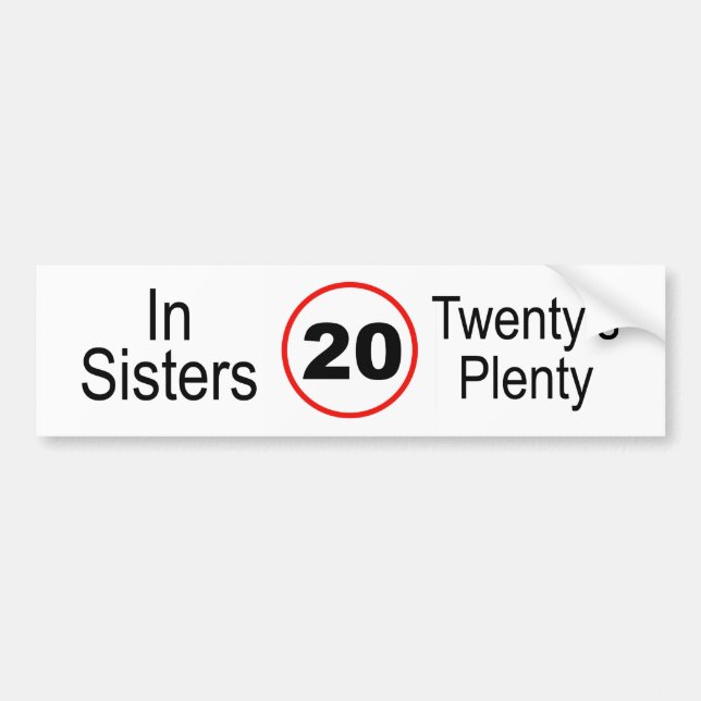 20's Plenty speed limit bumper sticker (Front)