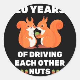 20th 20-year Wedding Anniversary Funny Couple For  Classic Round Sticker