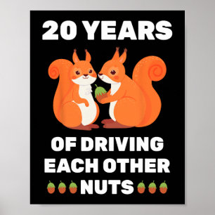 20th 20-year Wedding Anniversary Funny Couple For Poster