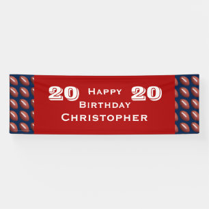 20th, 25th Birthday Party Football Banner, Jumbo Banner