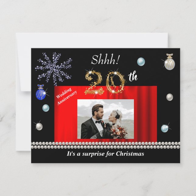 20th Anniversary Christmas Surprise Save the Date Invitation (Front)