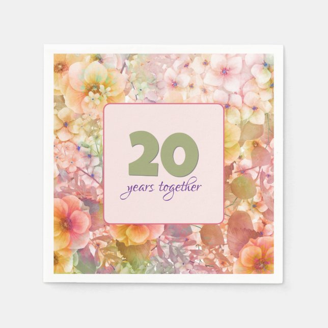 20th Anniversary Cosmos Floral Garden Napkin (Front)