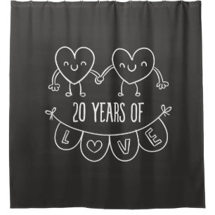 20th Anniversary Gift Chalk Hearts Shower Curtain