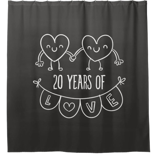 20th Anniversary Gift Chalk Hearts Shower Curtain (Front)
