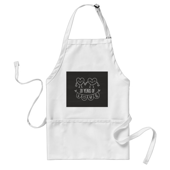 20th Anniversary Gift Chalk Hearts Standard Apron (Front)