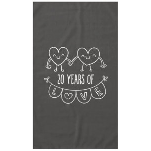 20th Anniversary Gift Chalk Hearts Tablecloth