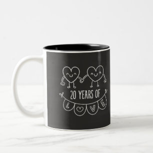 20th Anniversary Gift Chalk Hearts Two-Tone Coffee Mug