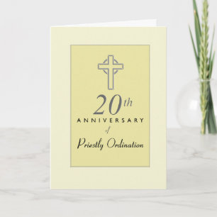 20th Anniversary of Priest with Embossed Cross, Re Card