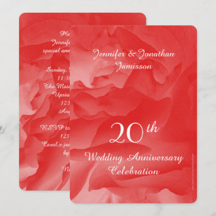 20th Anniversary Party Invitation Coral Rose Petal