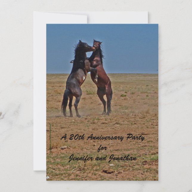 20th Anniversary Party Invitation Dancing Horses (Front)