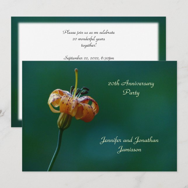 20th Anniversary Party Invitation Yellow Lily (Front/Back)