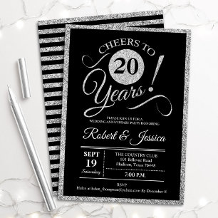20th Anniversary Party - Silver Black Invitation