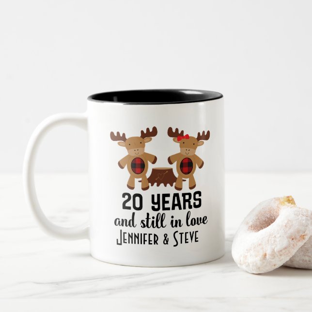 20th Anniversary Personalised Couples Mug Gift (With Donut)