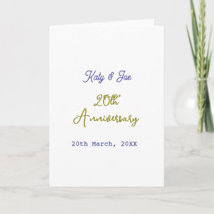 20th anniversary purple gold name date elegant card